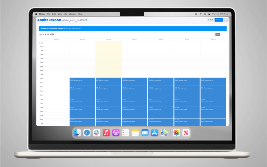 Analysekalender anpassen