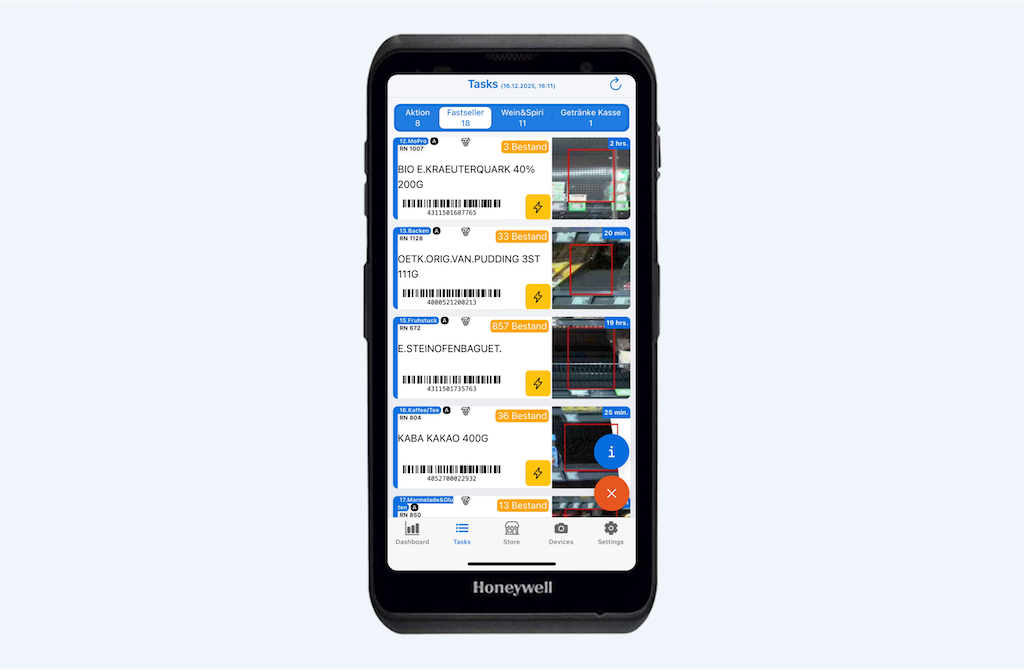 Aufgaben in Captana LIVE – Produkte im Regal gezielt auffüllen