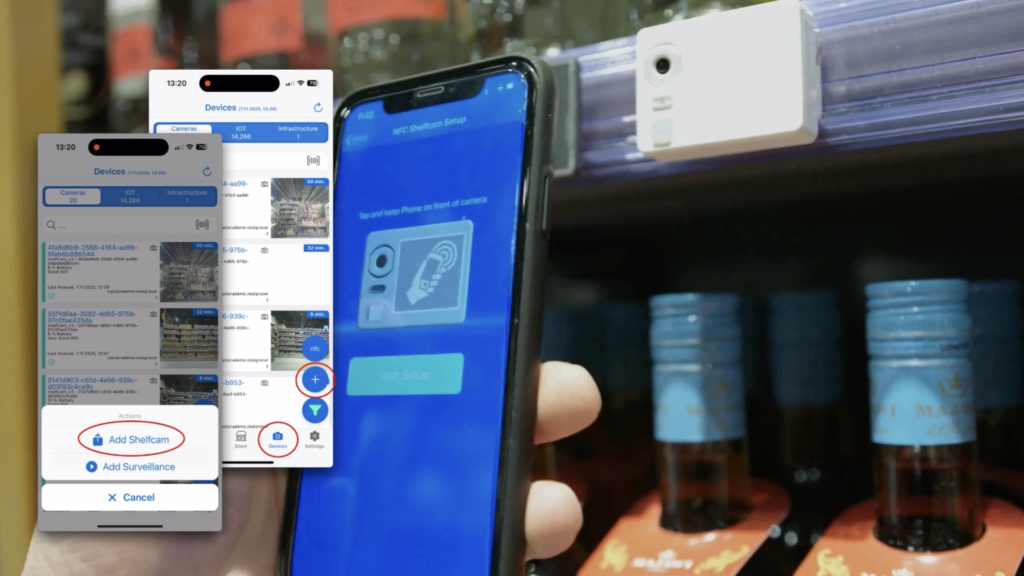 So verknüpfen Sie eine Captana Regalkamera mit der Captana LIVE App